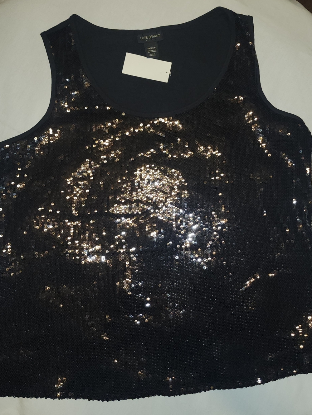 Lane Bryant Black Sequin Tank Top